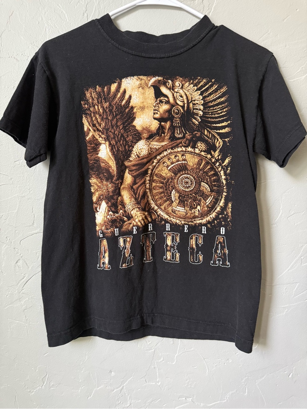 Vintage Guerrero AZTEC Warrior Black T-shirt Kids XL VG+